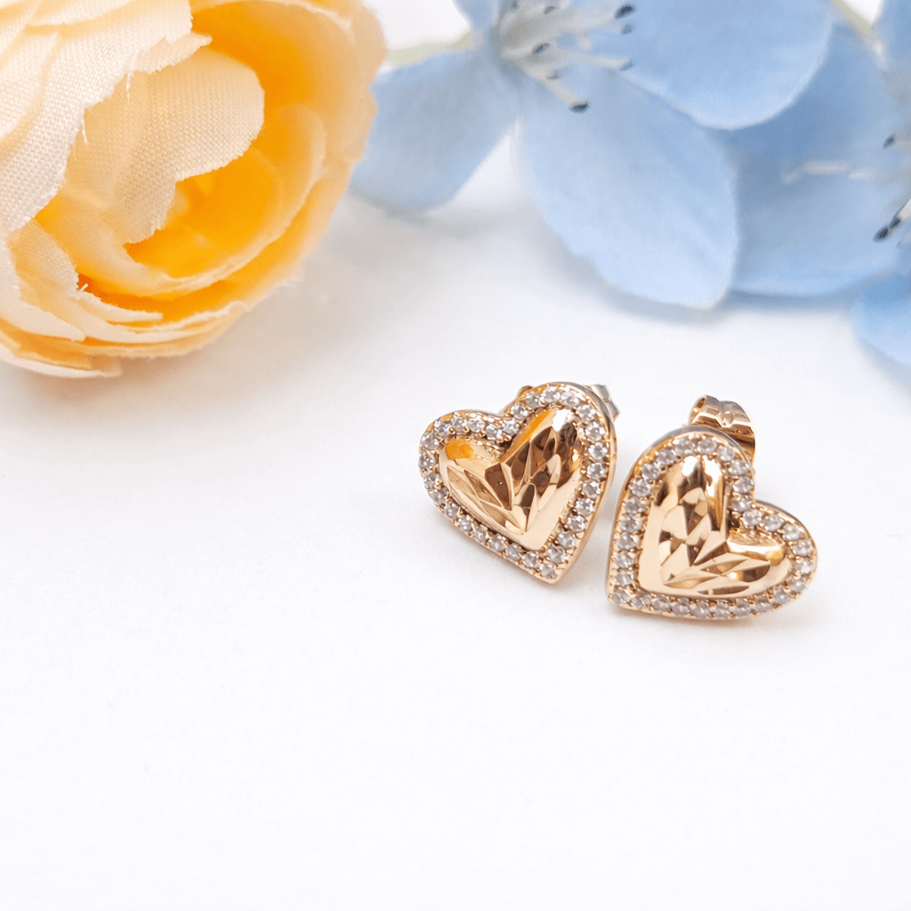 Royal Heart Rose Gold Plated Stud Earrings
