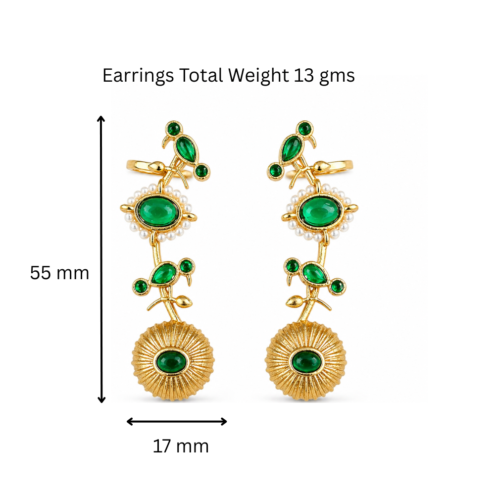 Green Glow Gold Plated Statement Earcuff