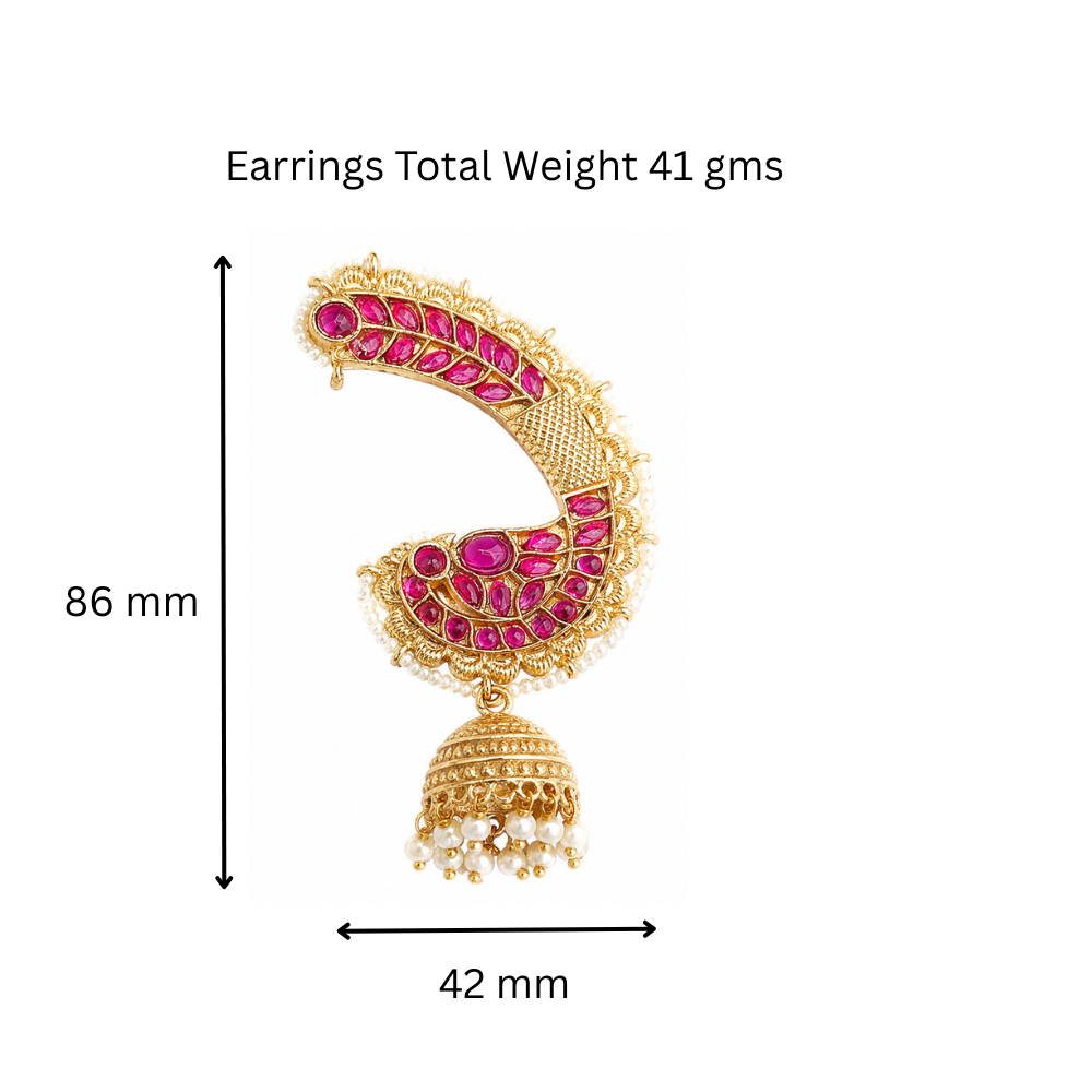Royal Pink Jhumka Gold Plated Earcuff