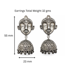 Tribal Face Oxidised Jhumka Earrings