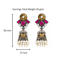 Heritage Elephant Dual Tone Temple Earrings