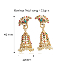 Heritage Navratna Gold Plated Statement Earrings