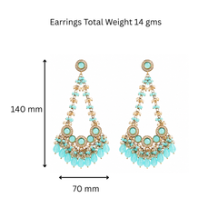 Aqua Pearl Drop Chandelier Earrings