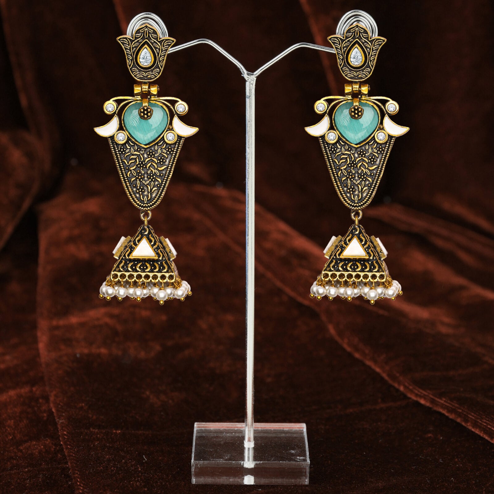 Antique Mehandi tone antique drop earring