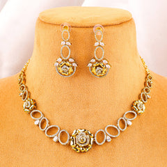 Floral mehandi polished necklace set