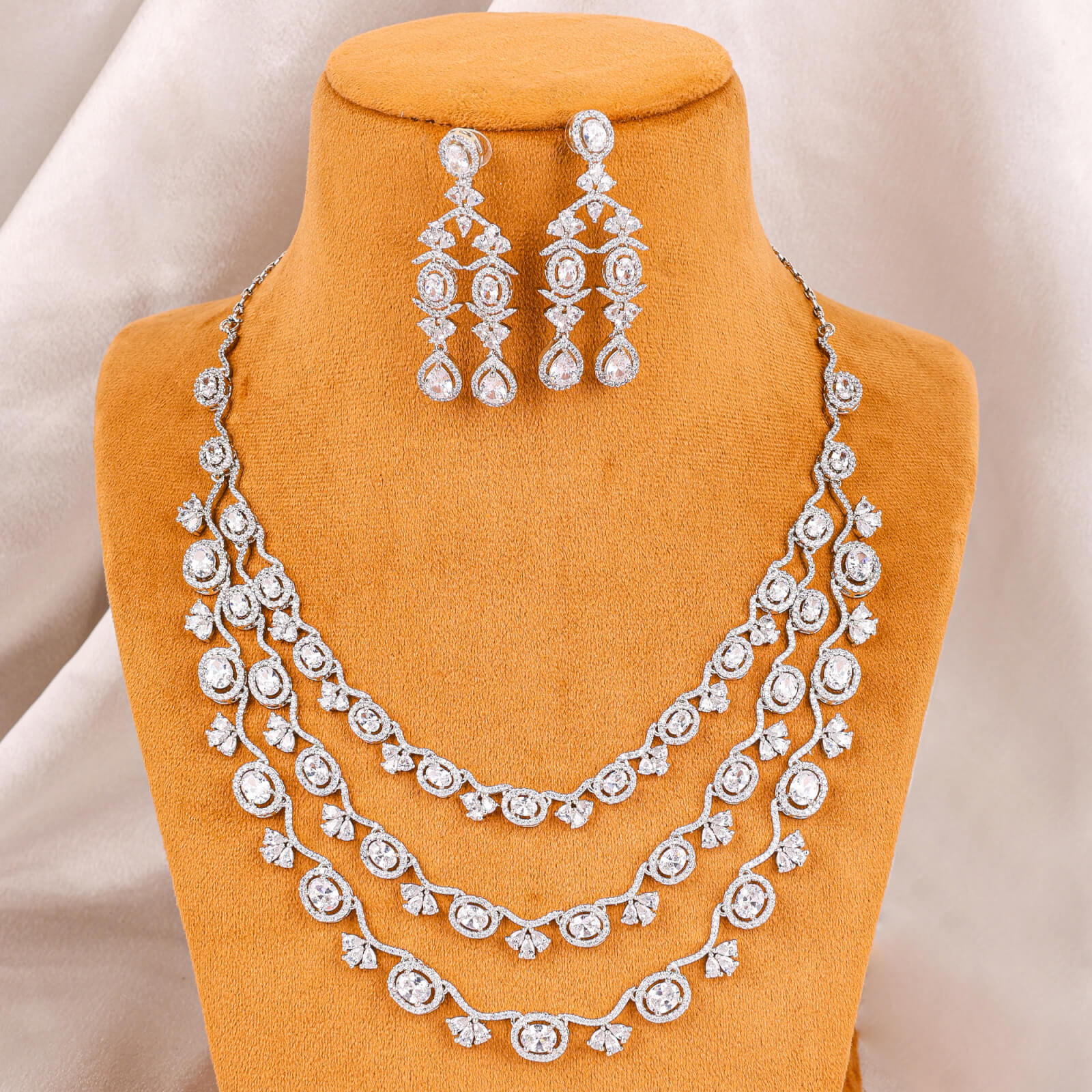 American Diamond multi layer necklace set