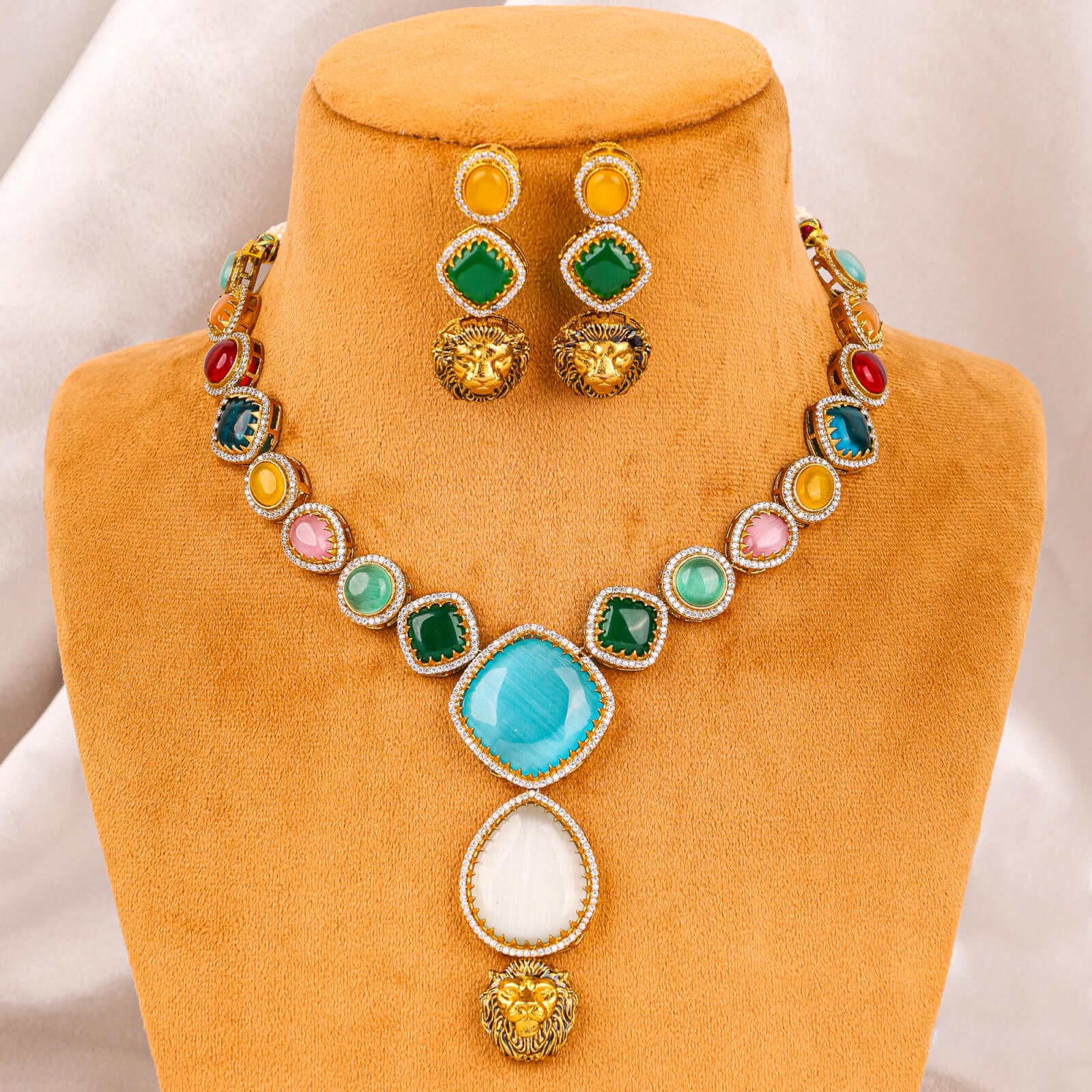 Monalisa stone multi colour necklace
