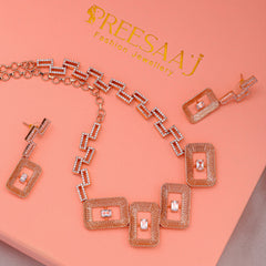 Contemporary American diamond rose gold necklace set