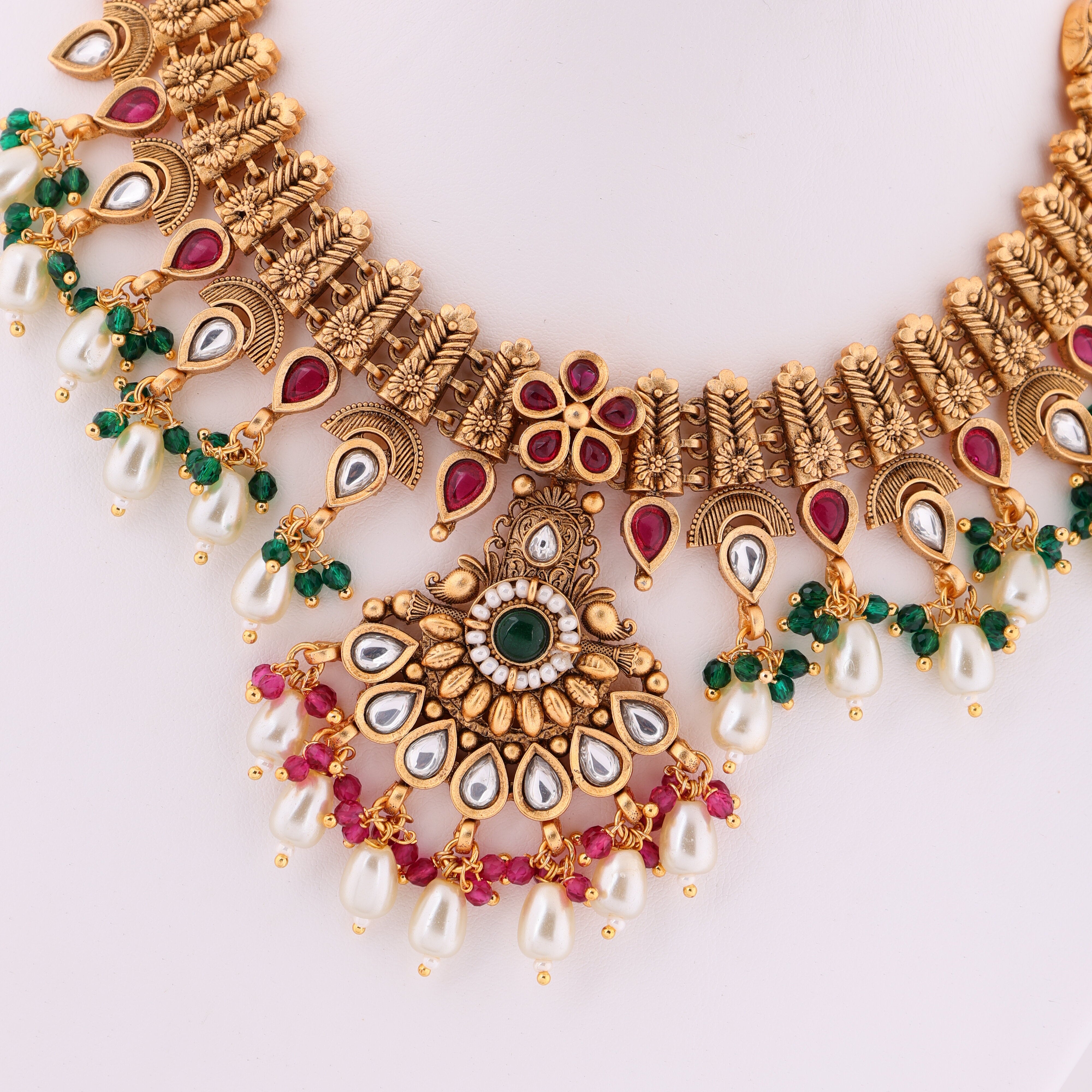 Nawratri Charm - Gold plated traditional necklace set