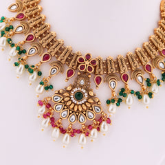 Nawratri Charm - Gold plated traditional necklace set