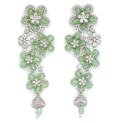 Floral drop earring rhodium plated