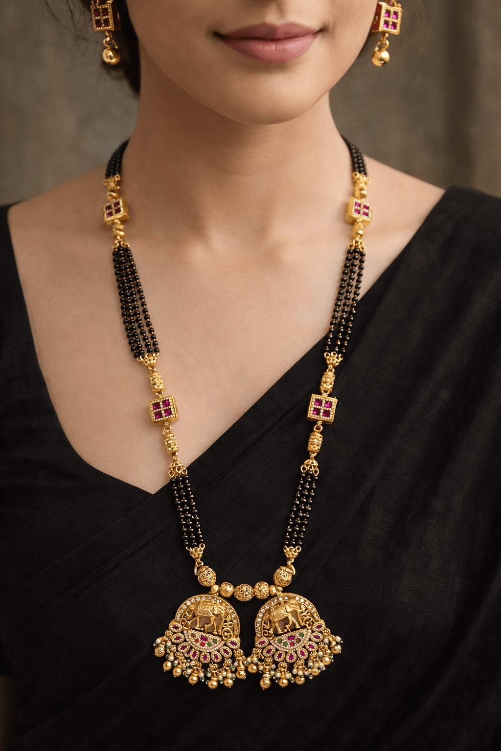 Traditional Temple Style Designer Long Mangalsutra Necklace for Women