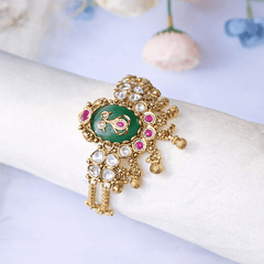 Traditional Antique Gold-Plated Kundan Bracelet for Women