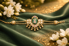 Traditional Antique Gold-Plated Kundan Bracelet for Women