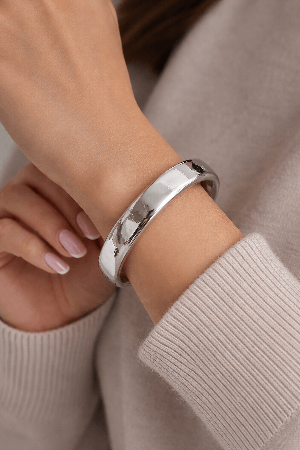 Stylish Chunky Silver-Tone Cuff Bracelet