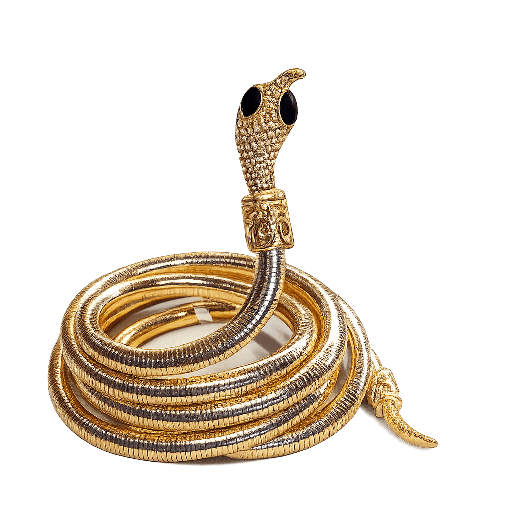 Designer Golden Snake Chain Necklace with Bracelet