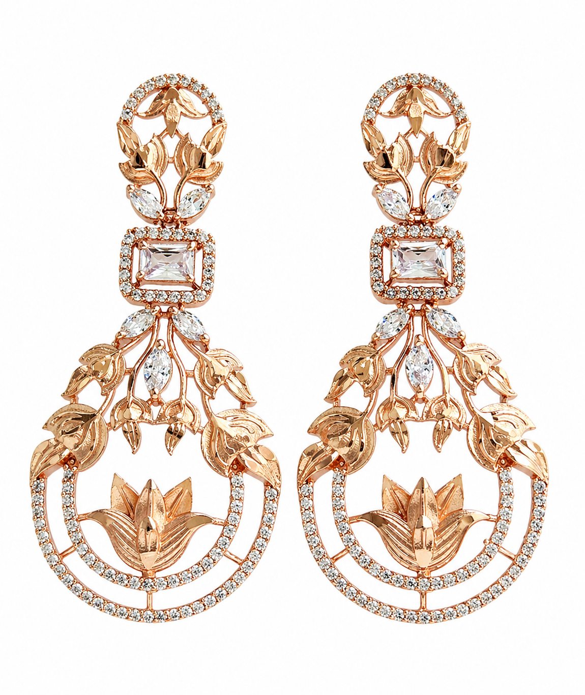 Rose Gold Lotus Bloom Earrings