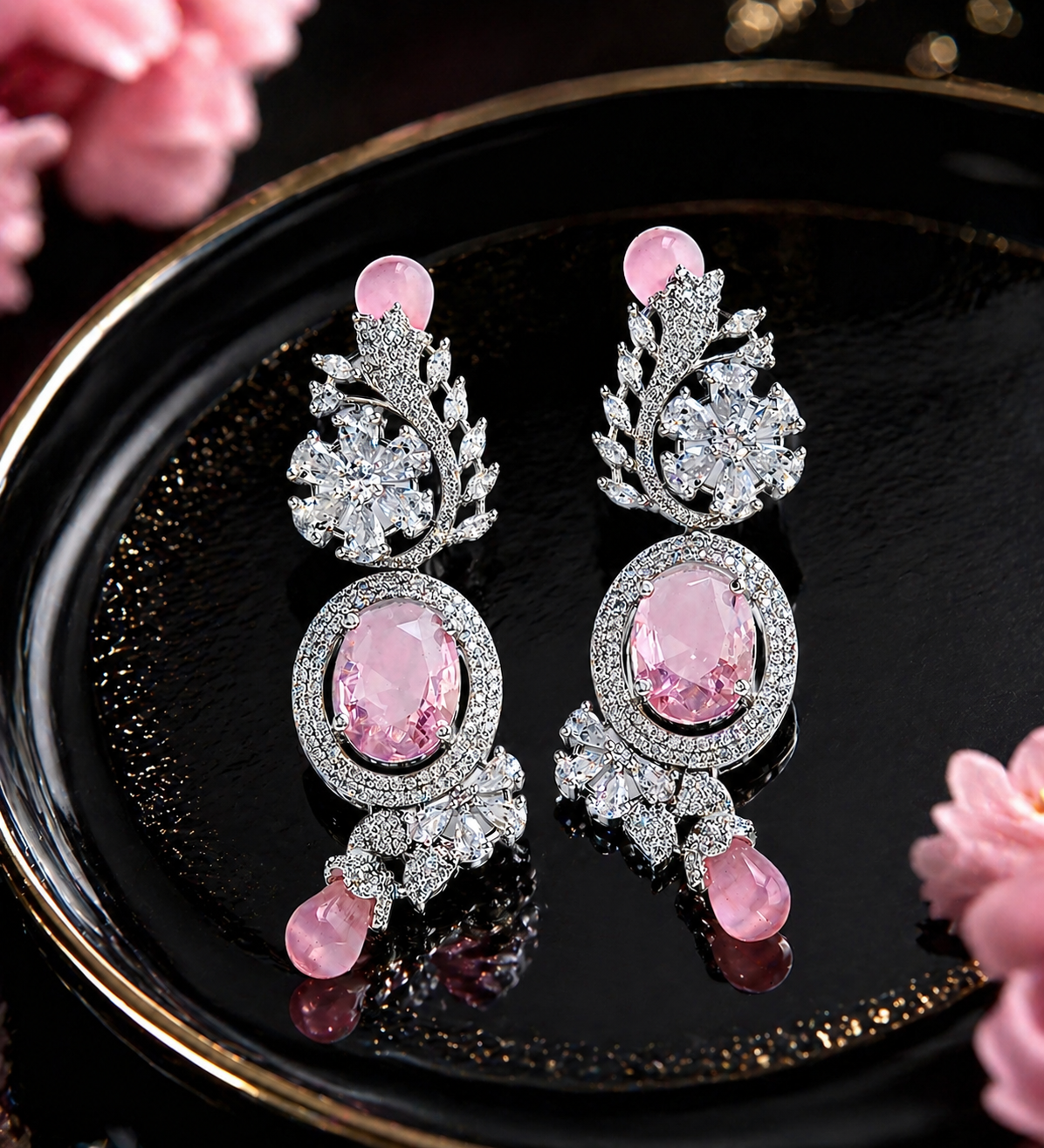 Pink Sparkle Drop Earrings