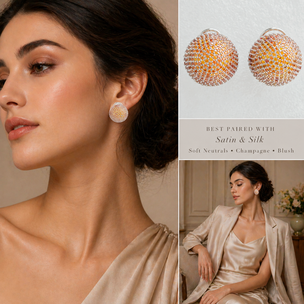 Round shape cubic zirconia stone Earrings
