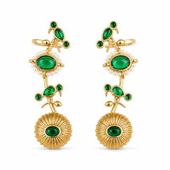 Green Glow Gold Plated Statement Earcuff