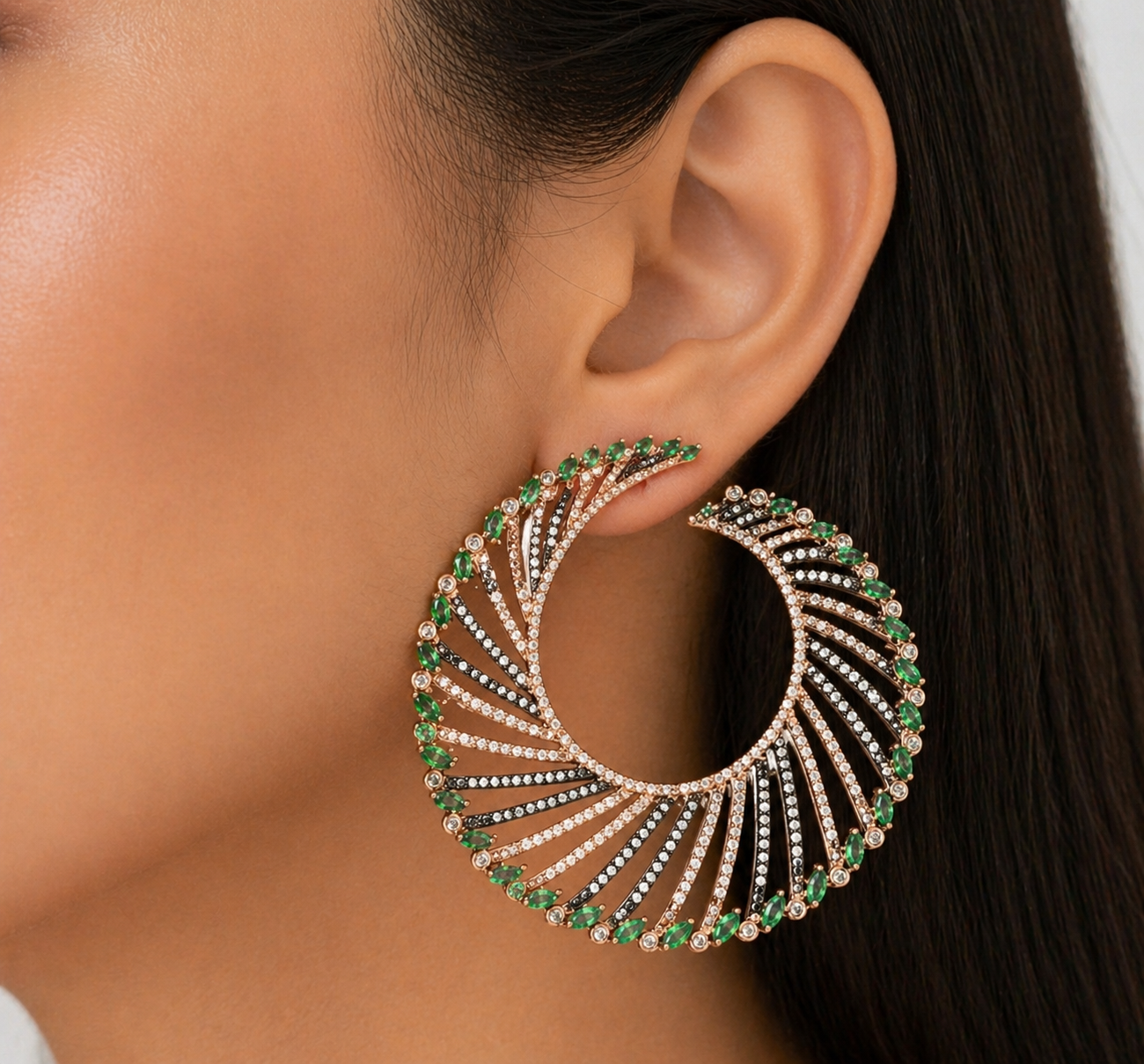 Luxe Emerald Swirl Earrings