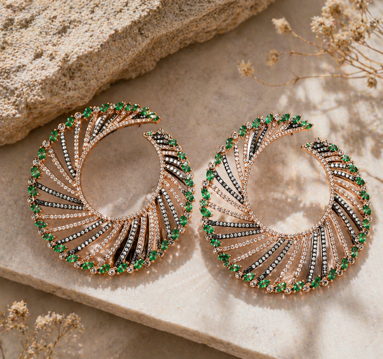 Luxe Emerald Swirl Earrings