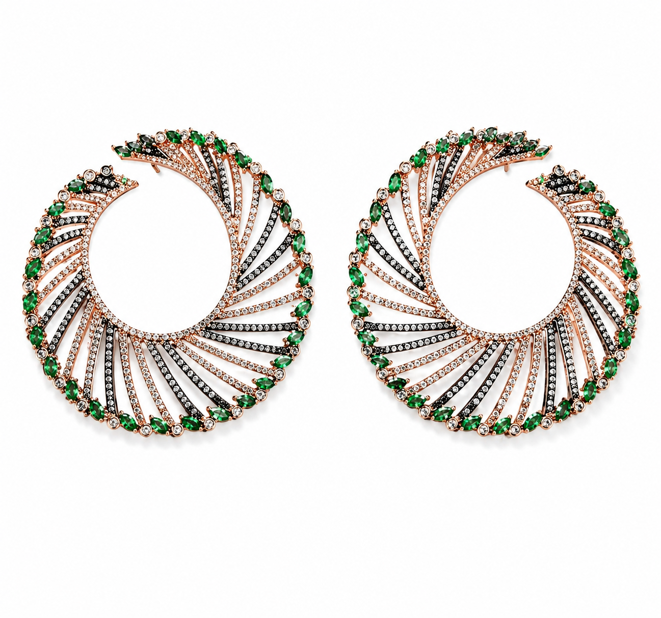 Luxe Emerald Swirl Earrings