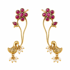 Peacock Grace Floral Gold Plated Earcuff