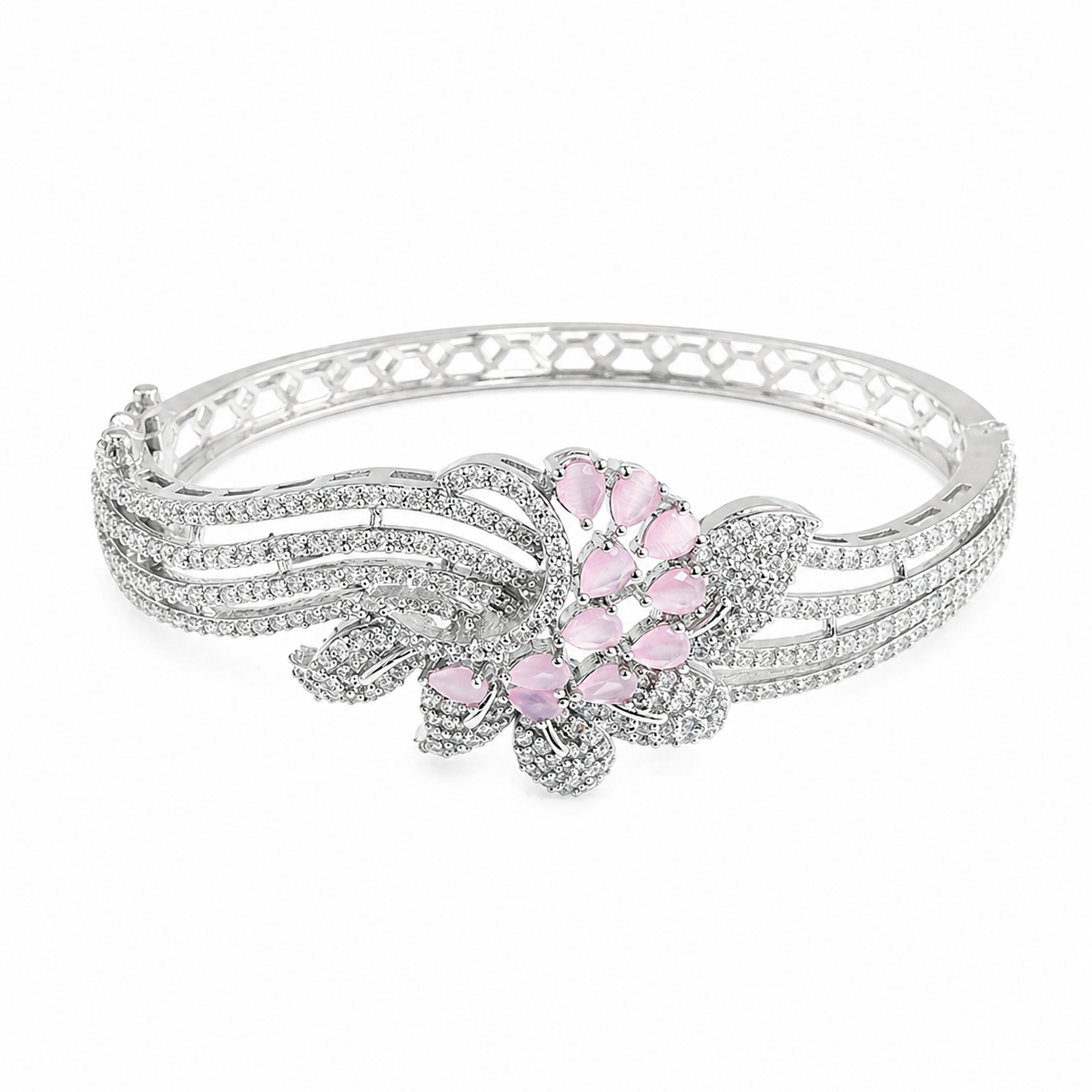 Pink Sparkle American Diamond Rhodium Plated Kada