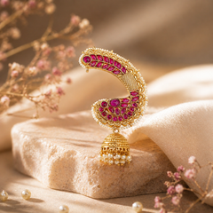 Royal Pink Jhumka Gold Plated Earcuff
