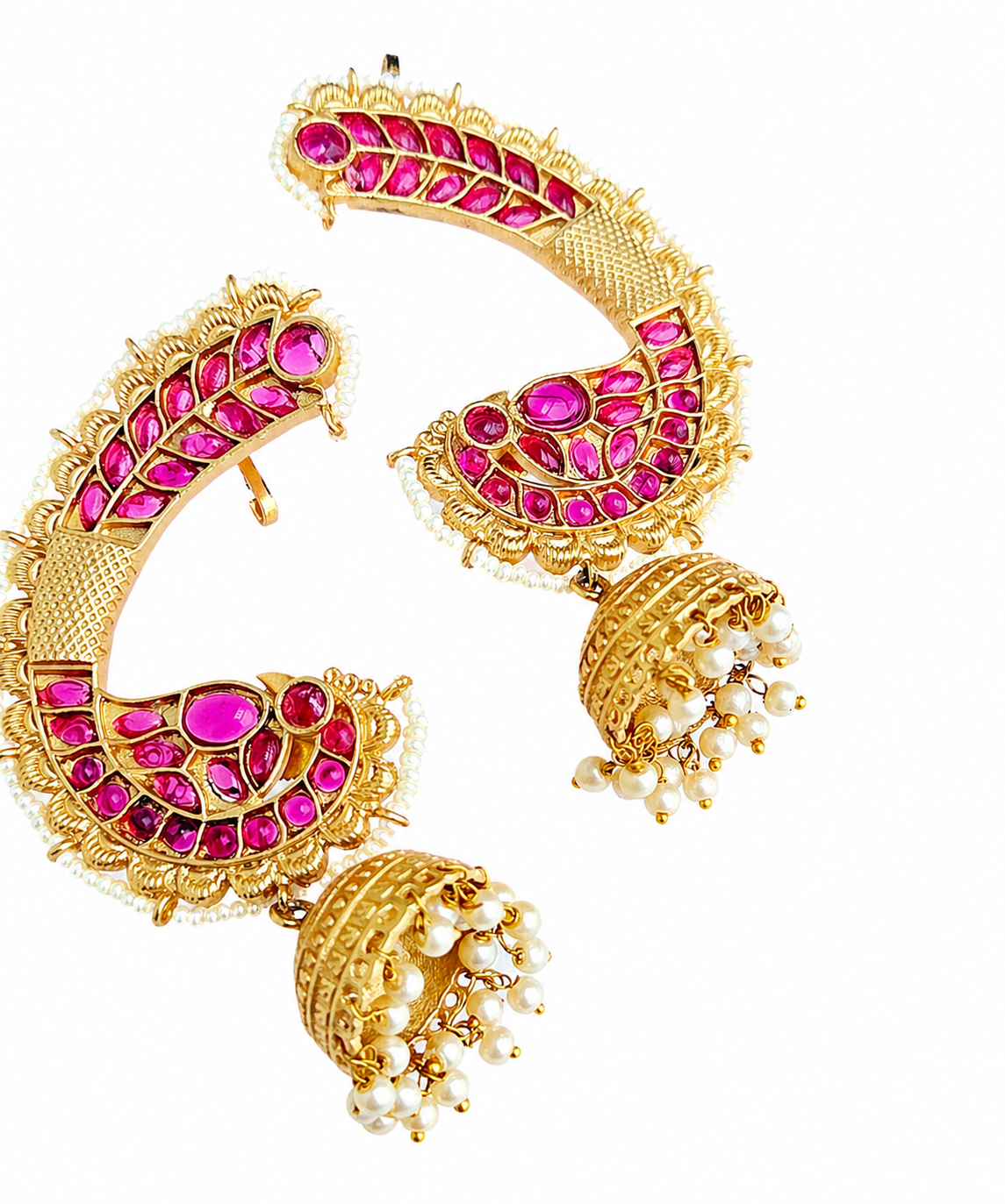 Royal Pink Jhumka Gold Plated Earcuff