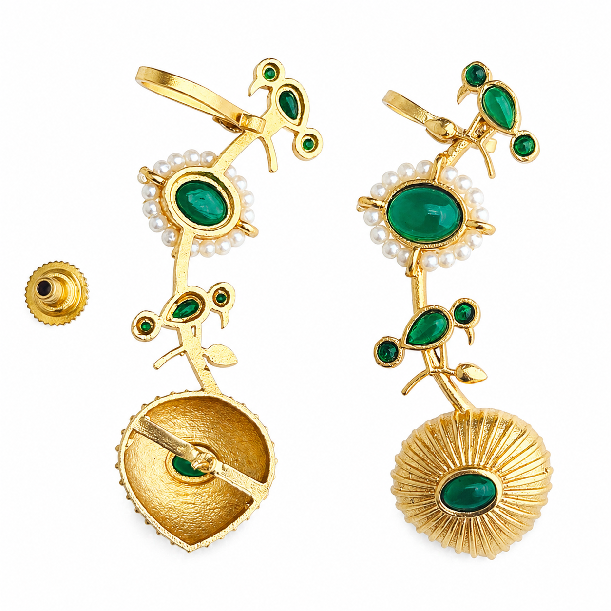 Green Glow Gold Plated Statement Earcuff