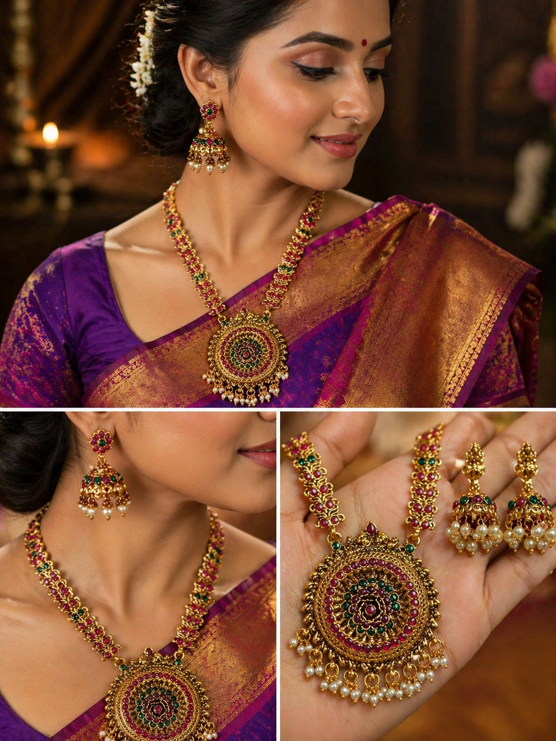 Maharani Chandrika Gold Plated Long Haar Set