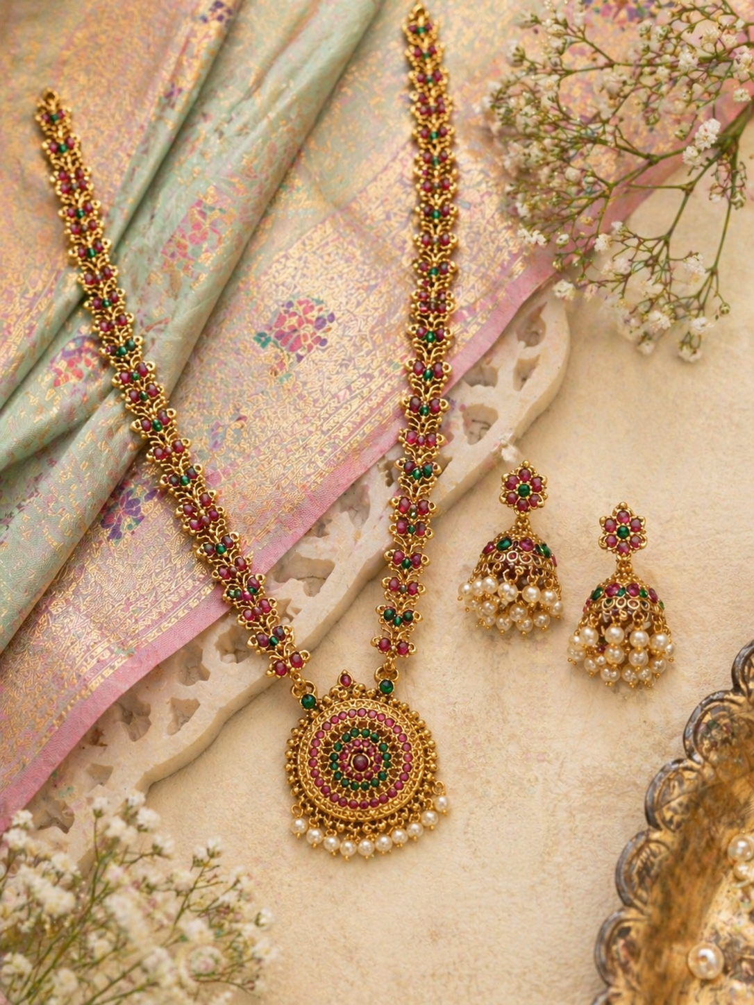 Maharani Chandrika Gold Plated Long Haar Set