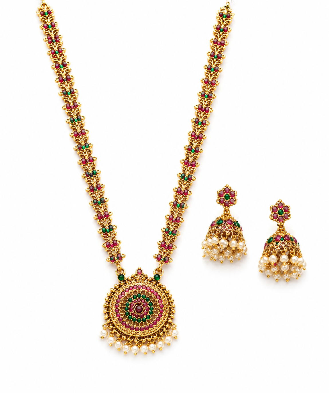 Maharani Chandrika Gold Plated Long Haar Set