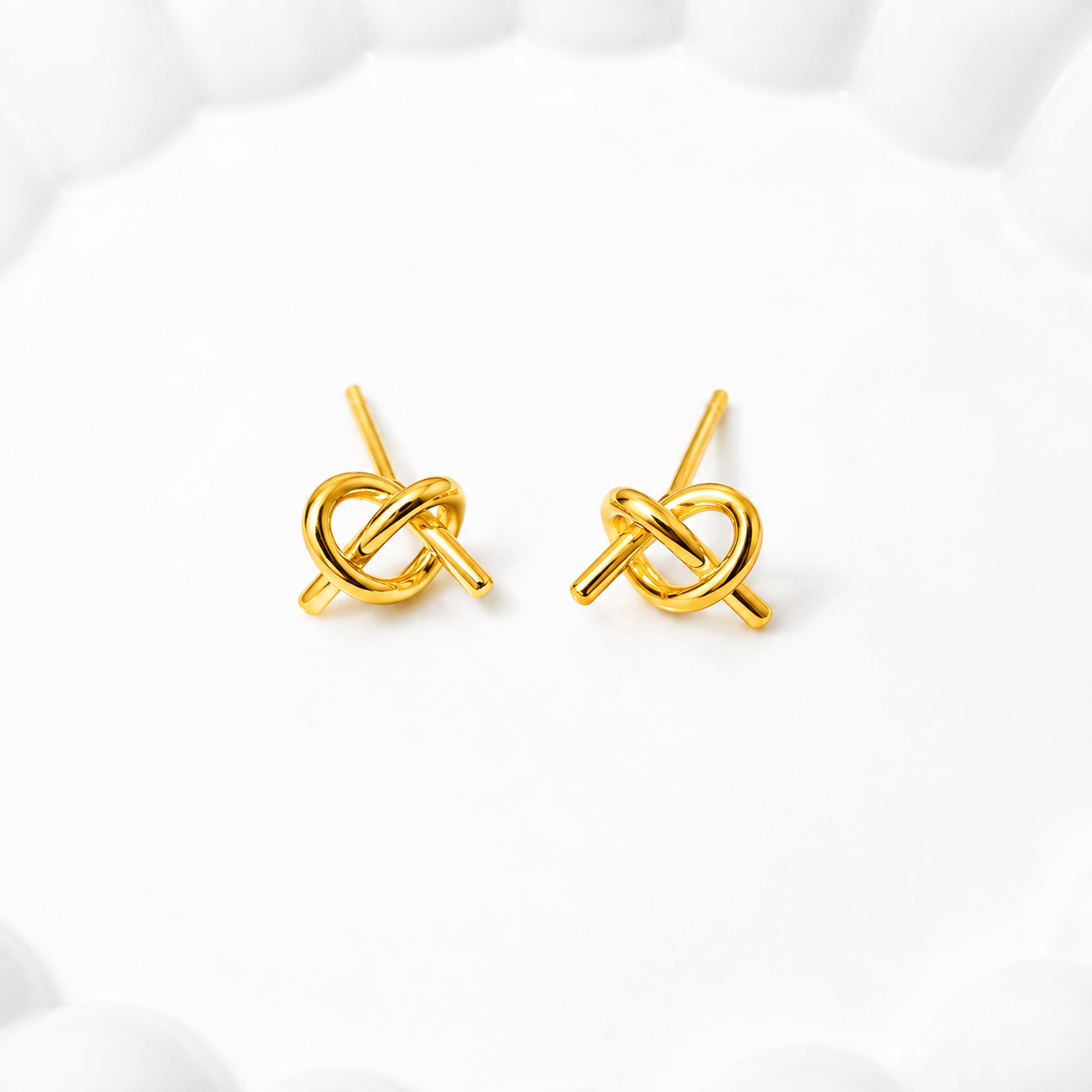 Gold Plated Minimalist Knot Stud Earrings for Women & Girls Modern Geometric Love Knot Earrings