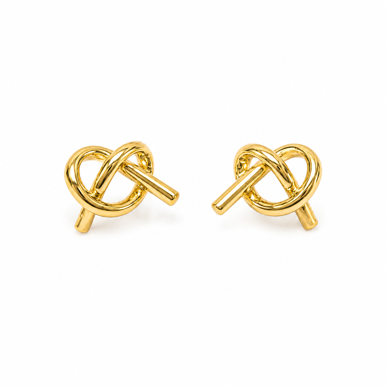 Gold Plated Minimalist Knot Stud Earrings for Women & Girls Modern Geometric Love Knot Earrings