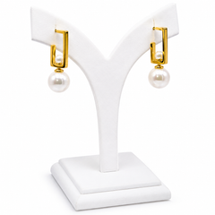 4-in-1 Gold Plated Pearl Geometric Convertible Earrings for Women & Girls Detachable Rectangle Drop Earrings