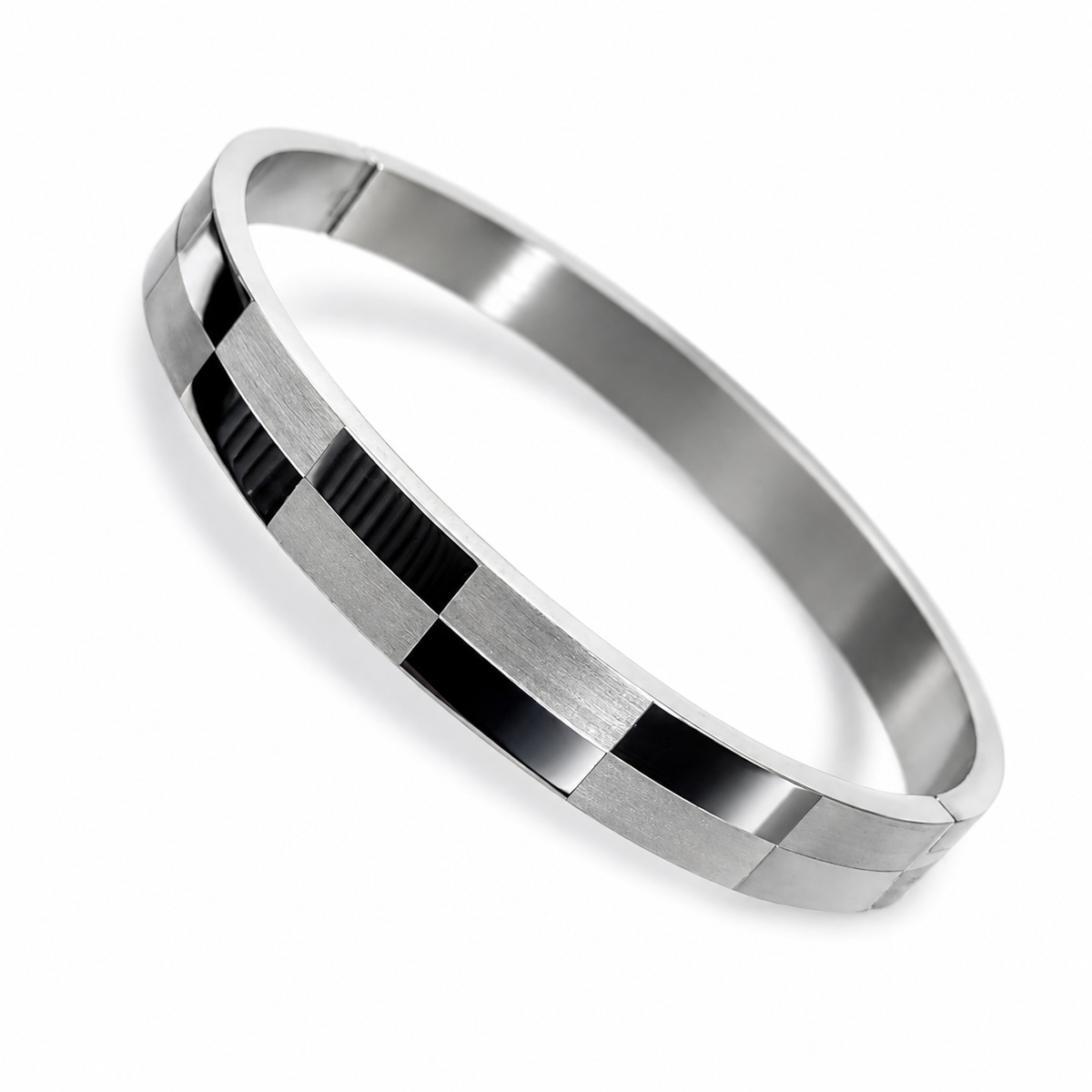 Stainless Steel Geometric Pattern Kada Bracelet