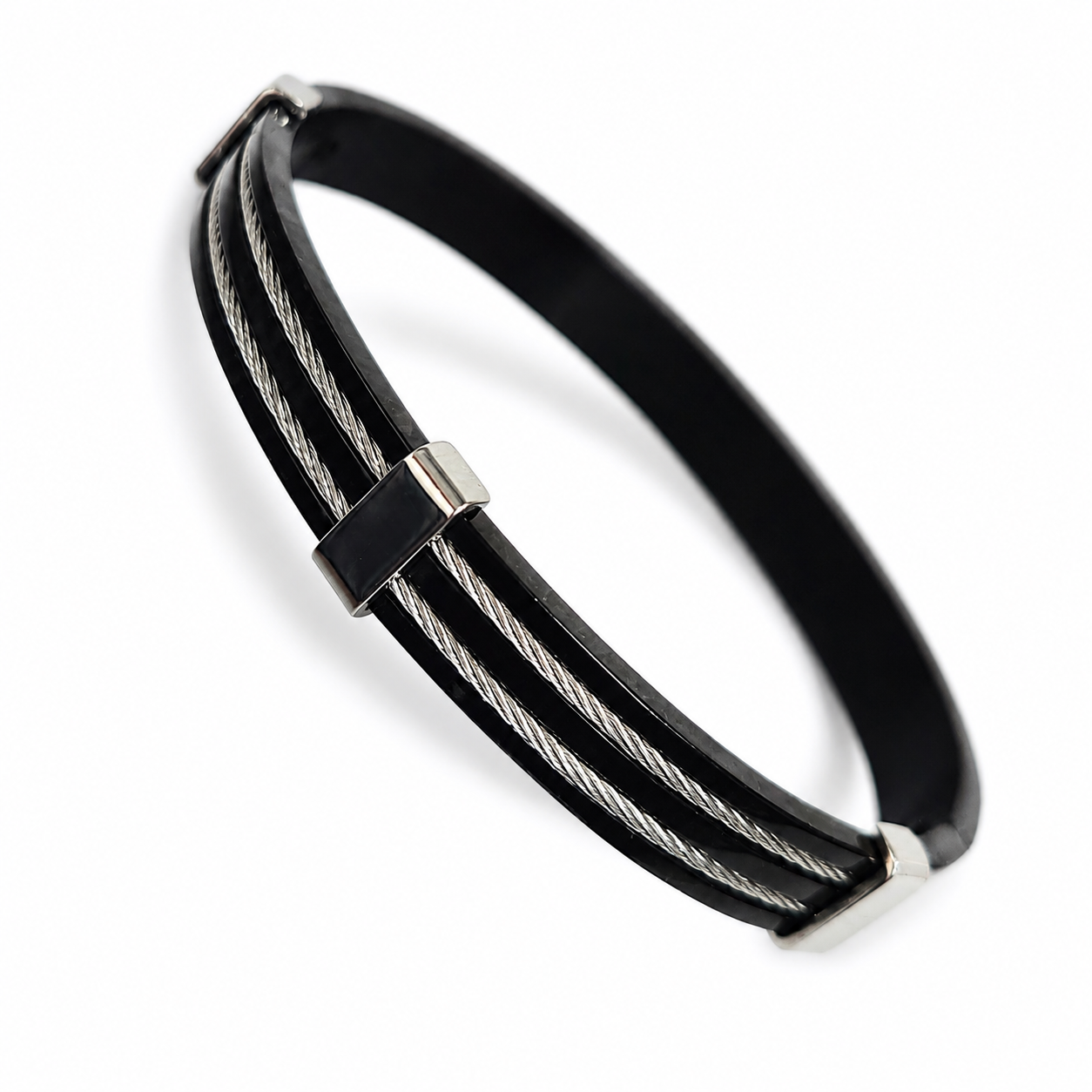 Black Stainless Steel Cable Wire Kada Bracelet