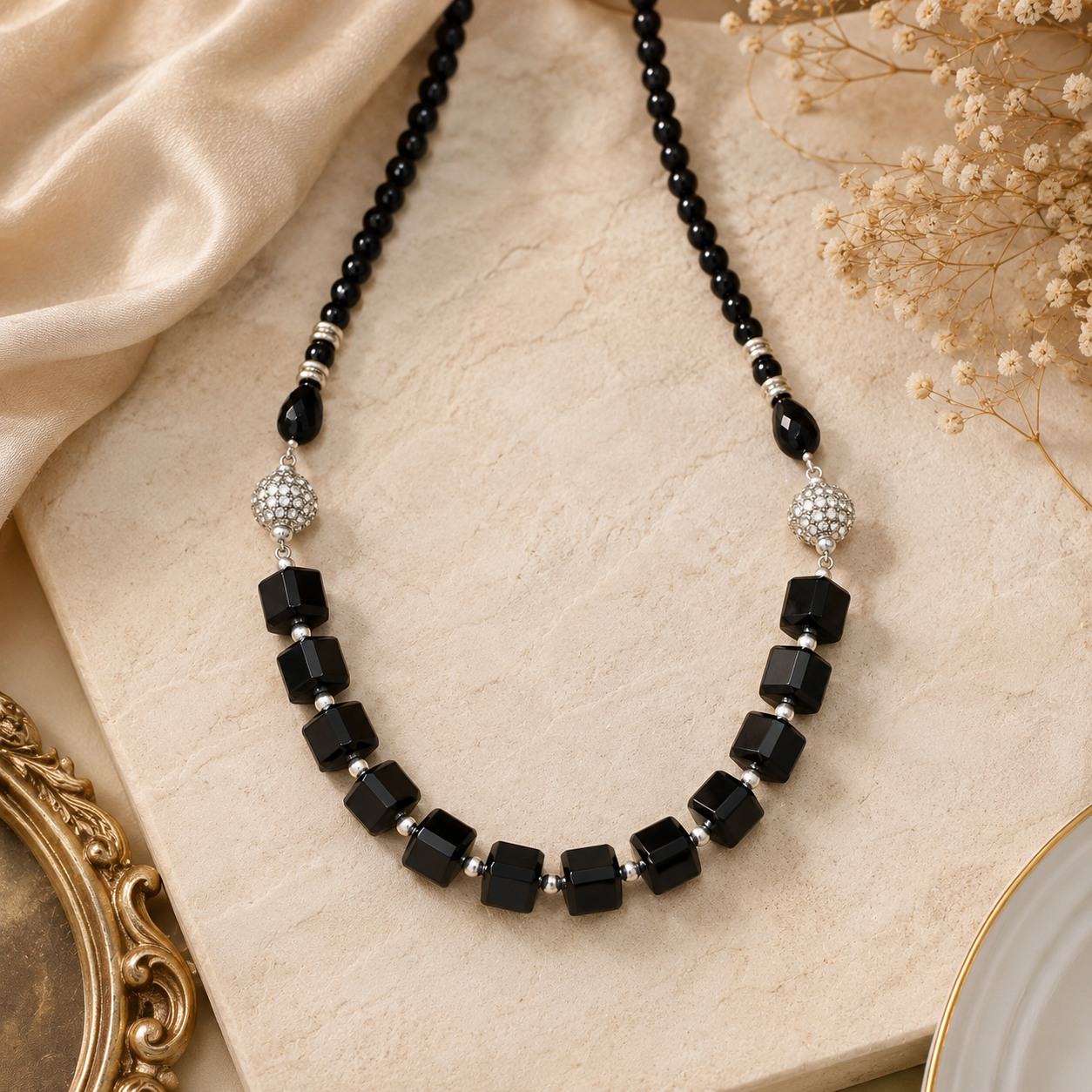 Blue Crystal Multi-Strand Necklace for Women Elegant Designer Statement Jewellery