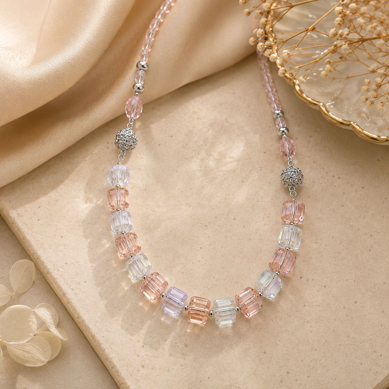 Elegant Multicolor Crystal Beaded Necklace Cum Bracelet for Women Stylish Layered Fashion Jewellery