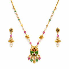 Traditional Multicolor Pearl Beaded Pendant Necklace Set for Women