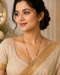 Traditional Gold Plated Mangalsutra with Multicolor Stone Pendant for Women