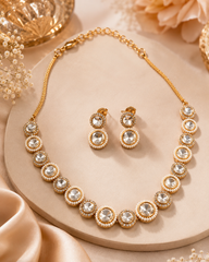 Rose Gold Plated Round Crystal Necklace Set for Women