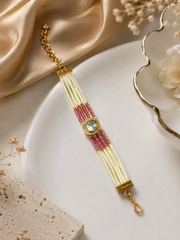 Kundan Pearl Multi-Strand Bracelet for Women