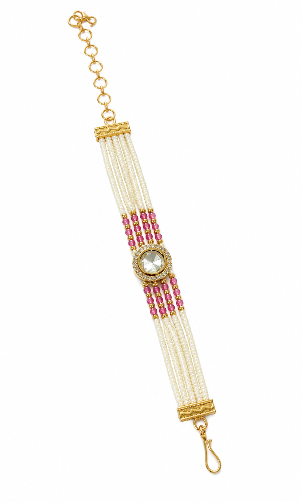 Kundan Pearl Multi-Strand Bracelet for Women
