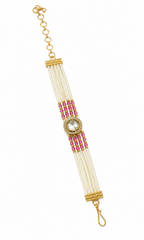 Kundan Pearl Multi-Strand Bracelet for Women
