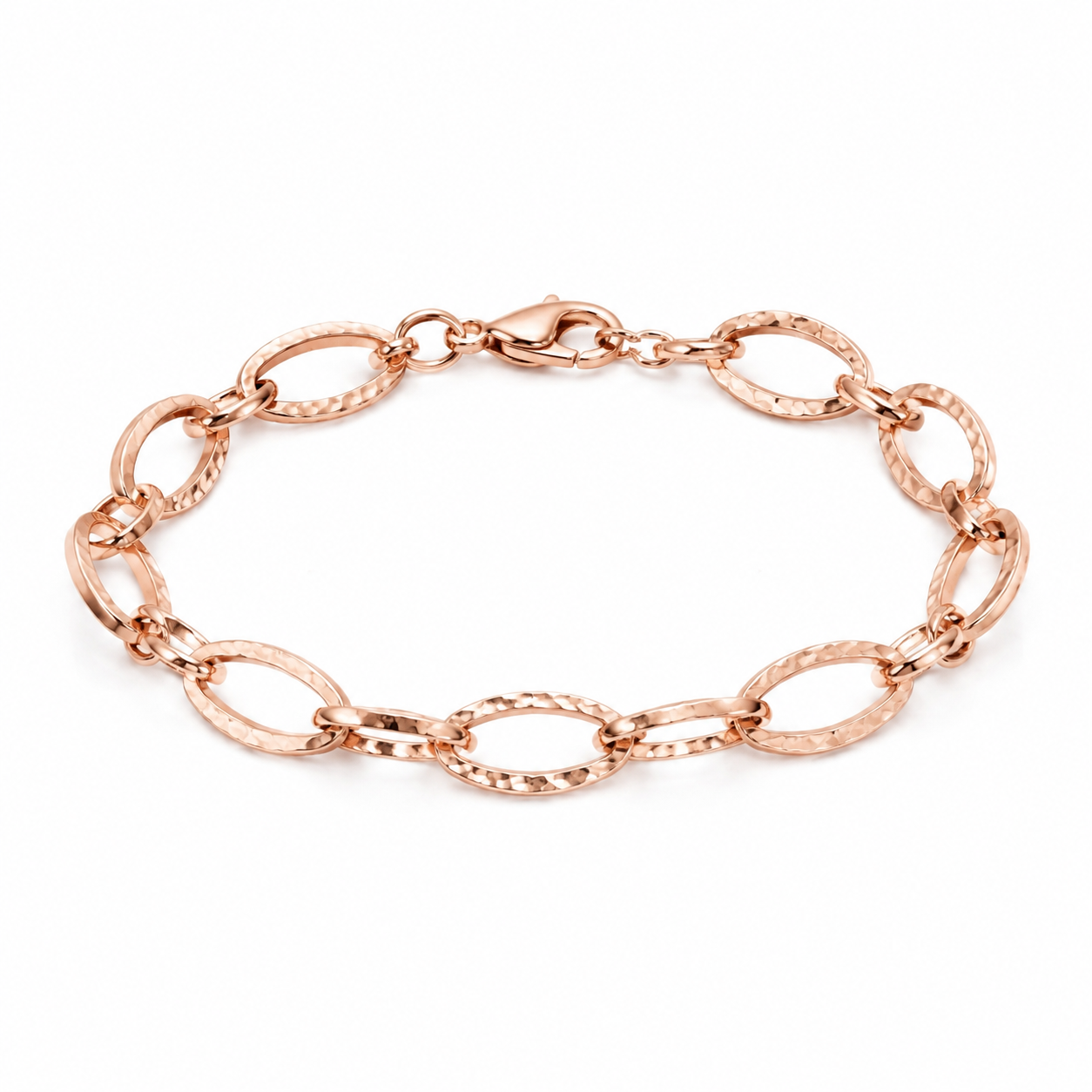 Rose Gold Plated Oval Link Chain Minimalist Adjustable Bracelet for Men.