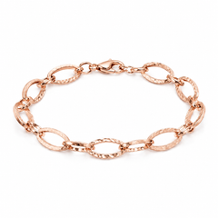 Rose Gold Plated Oval Link Chain Minimalist Adjustable Bracelet for Men.